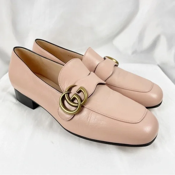 Gucci Marmont GG Double G Logo Loafers Pink EU 36.5 Leather - Picture 2 of 11